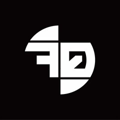 FQ Logo monogram with slice circle shape rotate design template