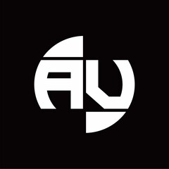 AV Logo monogram with slice circle shape rotate design template