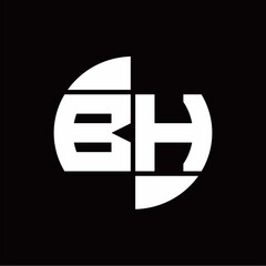 Fototapeta na wymiar BH Logo monogram with slice circle shape rotate design template