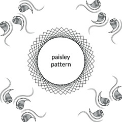 black and white paisley pattern vector background