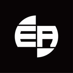 EA Logo monogram with slice circle shape rotate design template