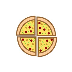 Cartoon illustration of very delicious fast food pizza