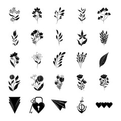 minimalist tattoo botanical flowers leaves stuff sketch silhouette art icons