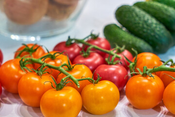 Cherry tomatoes on a store counter.