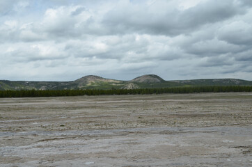 Late Spring in Yellowstone National Park: Overlooking Twin Buttes from the Excelsior Group Area of...