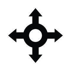 roundabout sign, compass icon, direction and navigation