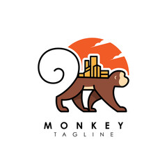 Monkey with city logo design