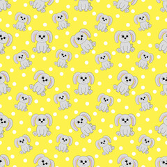 Seamless pattern with cartoon cute bunny. Vector illustration.
