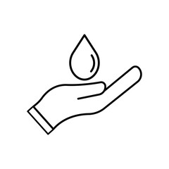 Water management line icon, hand and drop water icon. Design template vector