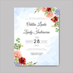 beautiful and elegant floral watercolor wedding invitation template