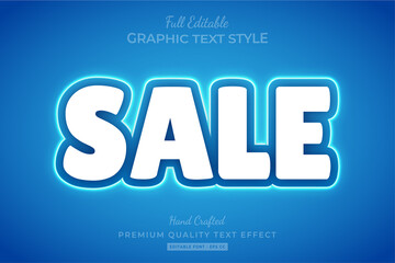 Sale Blue Neon Text Style Effect
