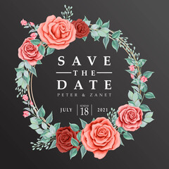 beautiful floral wedding event invitation card editable template