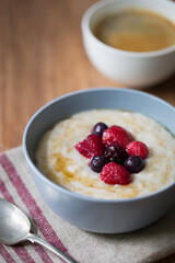 Bowl Porridge with Coffee on the right
