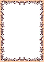 花のパターンのフレーム02（オリエンタル/ブラウン）
