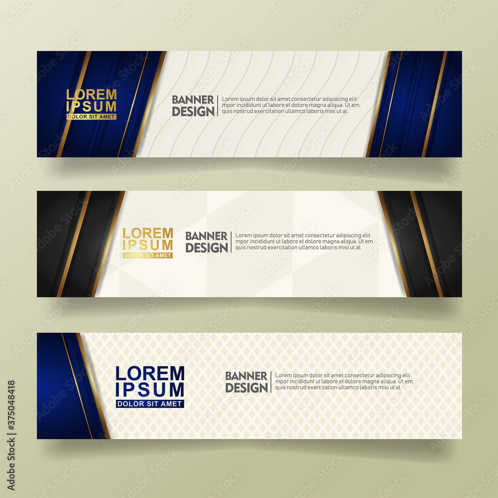 Poster set abstract banner template design with luxury and elegant lines shape ornate on modern pattern bac