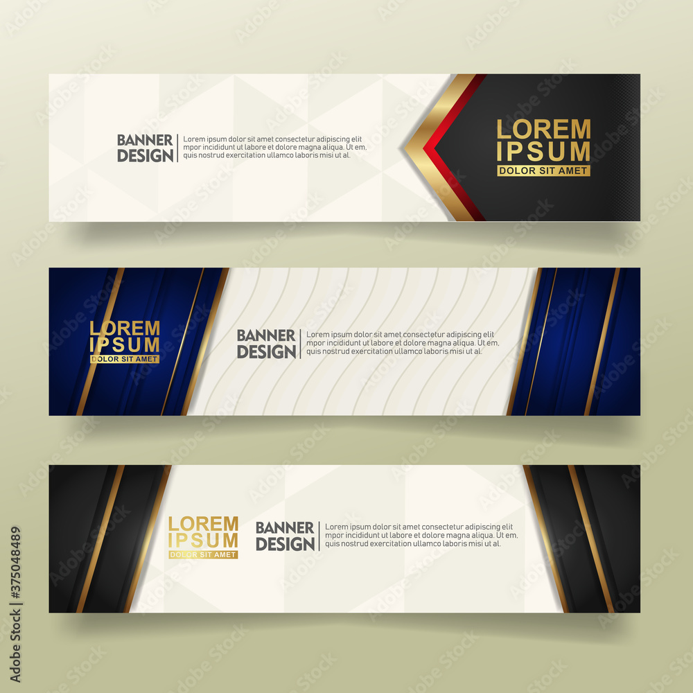 Poster set abstract banner template design with luxury and elegant lines shape ornate on modern pattern bac