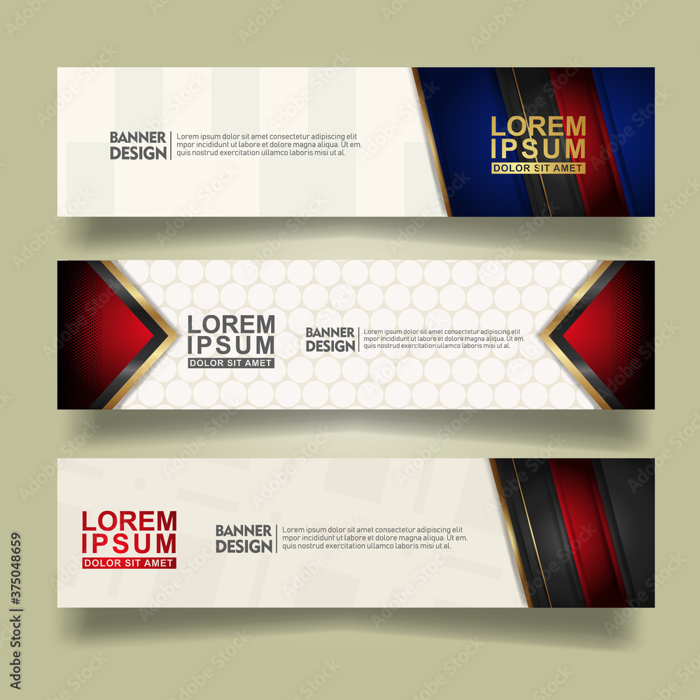 Poster set abstract banner template design with luxury and elegant lines shape ornate on modern pattern bac