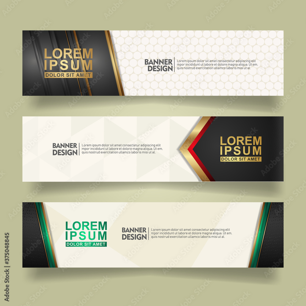 Aufkleber set abstract banner template design with luxury and elegant lines shape ornate on modern pattern bac