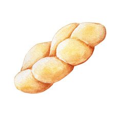 watercolor illustration baked bread bun