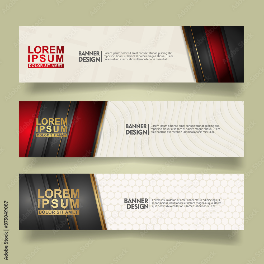 Poster set abstract banner template design with luxury and elegant lines shape ornate on modern pattern bac