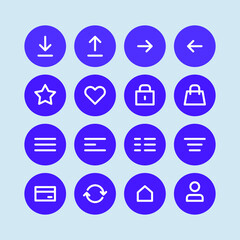 menu online icon set blue circle vector eps