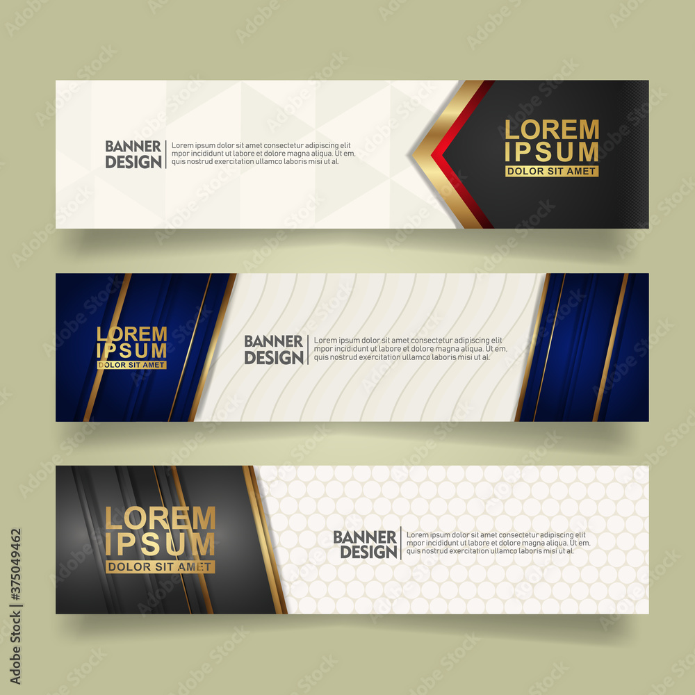 Poster set abstract banner template design with luxury and elegant lines shape ornate on modern pattern bac
