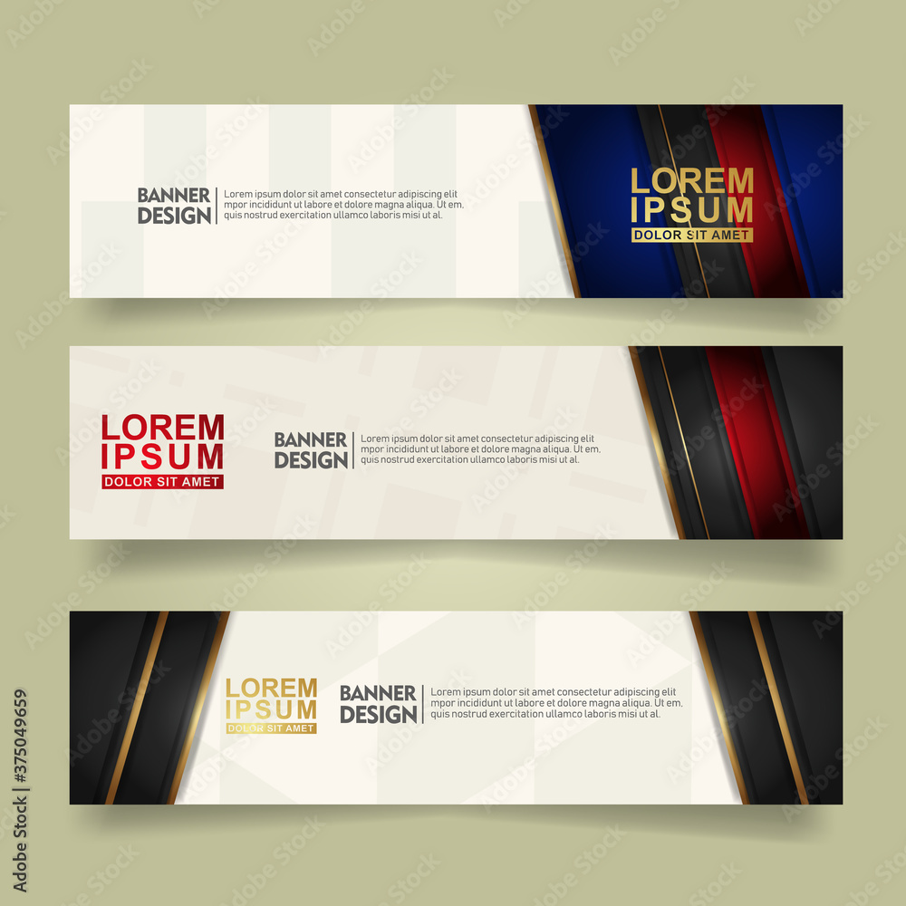 Poster set abstract banner template design with luxury and elegant lines shape ornate on modern pattern bac