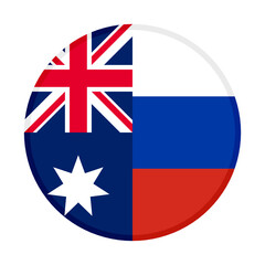 round icon with australia and russia flags, isolated on white background
