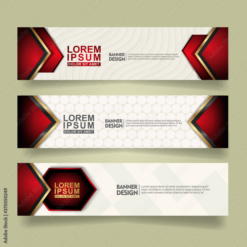 Poster set abstract banner template design with luxury and elegant lines shape ornate on modern pattern bac