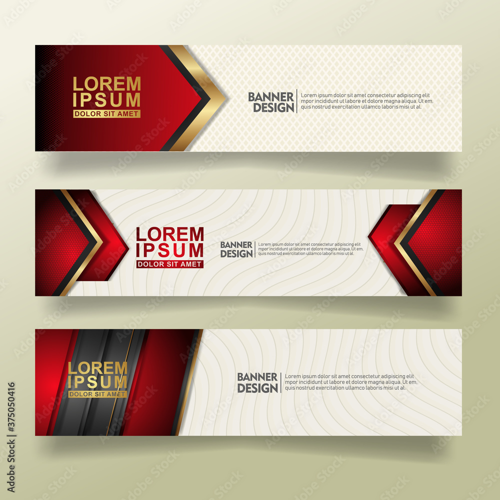 Poster set abstract banner template design with luxury and elegant lines shape ornate on modern pattern bac
