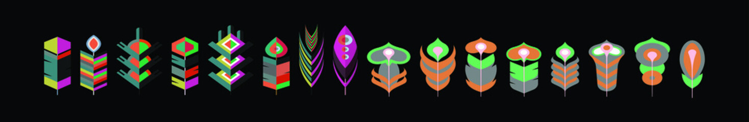 a set of feather icon design template with various models. vector illustration