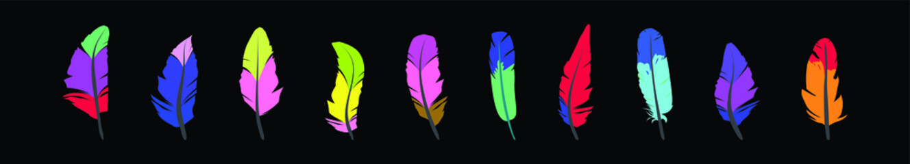 a set of feather icon design template with various models. vector illustration