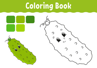 Coloring book for kids. Cheerful character. Vector illustration. Cute cartoon style. Fantasy page for children. Black contour silhouette. Isolated on white background.