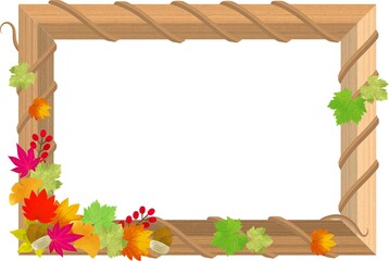 つたがからまった秋色のおしゃれな木のフレーム