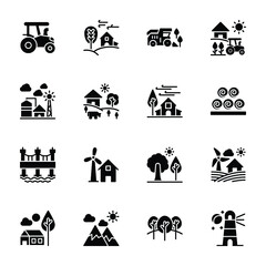 Landscape and Agriculture Glyph Icons 
