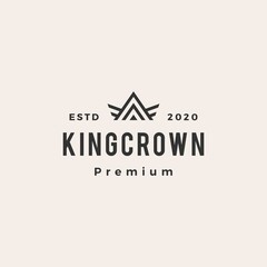 king crown hipster vintage logo vector icon illustration