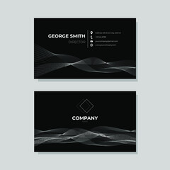 Elegant black and white business card with wave