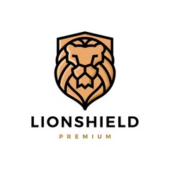 lion shield logo vector icon illustration