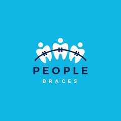 people dental braces logo vector icon illustration