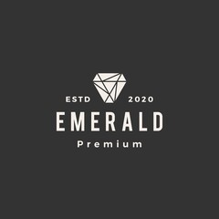 emerald gem hipster vintage logo vector icon illustration