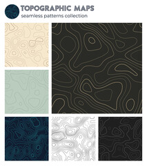 Topographic maps. Amazing isoline patterns, seamless design. Creative tileable background. Vector illustration.