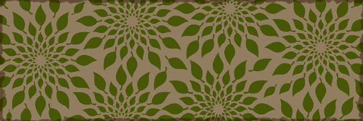 Vintage Looking Circular Leaves Horizontal Background
