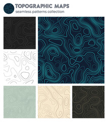 Topographic maps. Authentic isoline patterns, seamless design. Cool tileable background. Vector illustration.