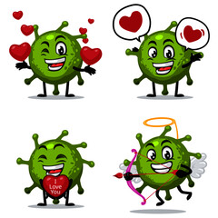 Vector Illustration of corona mascot or character collection set with love or valentine or love theme