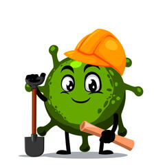 Vector Illustration of corona mascot or character wearing builder costume