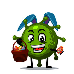 Vector Illustration of corona mascot or character wearing bunny hat