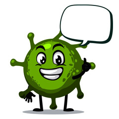 Vector Illustration of corona mascot or character says with blank balloon speech