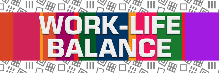 Work Life Balance Grey Squares Background Colorful Stripes Horizontal 