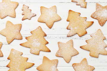 Christmas greeting card with gingerbread cookies