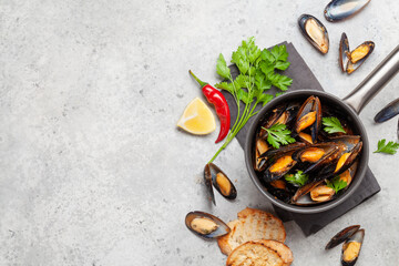 Traditional seafood mussels